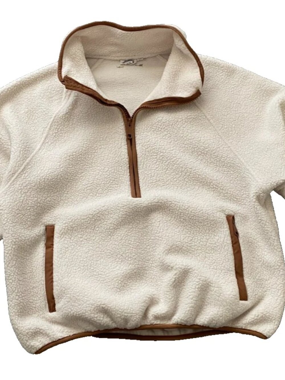 The Upside White Sherpa Fleece Pullover Sweatshirt